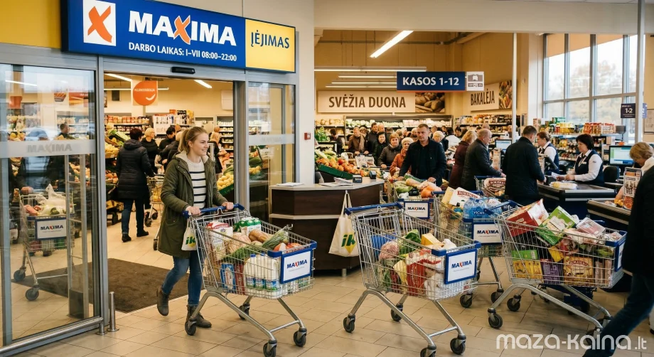 Per dideli prekių vežimėliai parduotuvėse Maxima