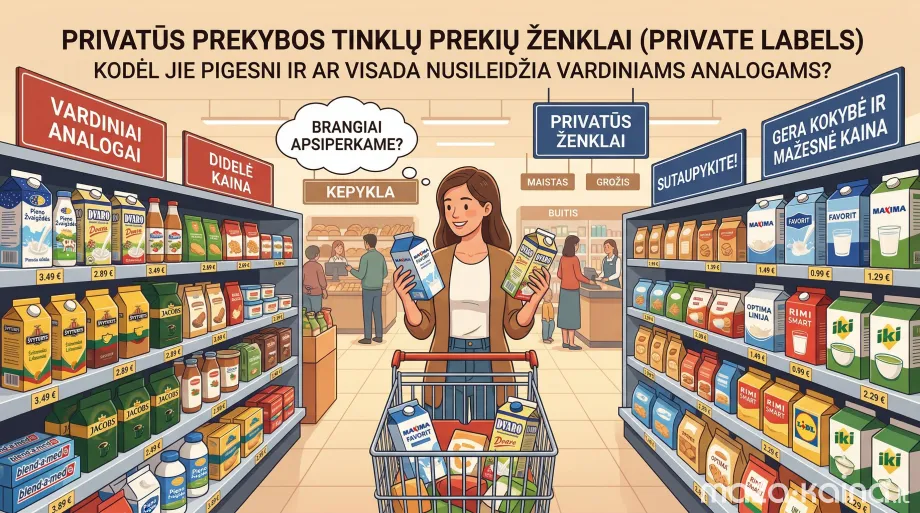 Kodėl privatūs prekių ženklai yra pigesni